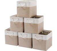 Unyqoos® : Coffret de rangement pliable en toile, ensemble de 6, avec poignées en coton, deux tons de couleur – une solution élégante pour organiser votre maison et votre bureau
