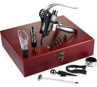 Unyqoos® Coffret de sommellerie 10 pièces – Ensemble d'accessoires pour le vin comprenant un tire-bouchon, un aérateur à vin, un verseur, un collier anti-goutte, un thermomètre et un coupe-capsule, le
