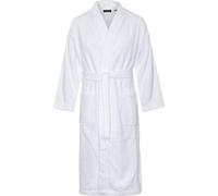 Unyqoos® Comvie : Kimono-peignoir 100% coton, longueur 125 cm, peignoir de sauna unie avec col kimono et poches plaquées, couleur blanche, taille L/XL