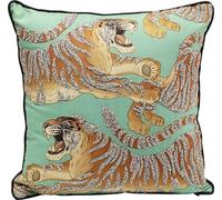 Unyqoos® – Coussin décoratif carré avec motif tigre, vert menthe (multicolore), en polyester, fermeture à glissière – élégant pour le salon et la chambre