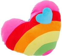 Unyqoos® Coussin en forme de cœur – Cœur en peluche avec motif arc-en-ciel, rempli de coton PP, coussin décoratif pour canapé-lit, canapé, lit et voiture, idéal pour un cadeau