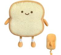Unyqoos® Coussin en forme de pain grillé (18 x 18 x 6 cm) – Coussin en peluche amusant, avec revêtement en peluche courte et rembourrage en PP, emballé sous vide, idéal pour la décoration de chambres