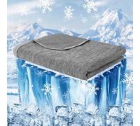 Unyqoos® Couverture rafraîchissante 150 x 200 cm – Couverture d'été en fibre rafraîchissante, respirante et absorbante, légère, lavable, idéale pour les voyages ou le canapé, couleur grise