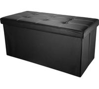 Unyqoos® : Cube pliable de 78 x 38 x 38 cm, couleur noir lave – Banc de rangement avec couvercle en similicuir et boutons rembourrés