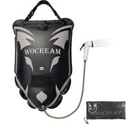 Unyqoos® Douche de camping 6,6 gallons/25 litres – Douche d'extérieur solaire, noire, en PVC de 0,85 mm, portable avec pommeau de douche, débit d'eau élevé, pliable (18 x 35 cm), poids : environ 700 g