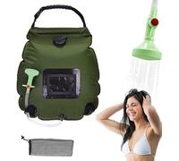 Unyqoos® Douche de camping solaire 20 L – Douche d'extérieur pliable (revêtue en PVC, anti-fuite) avec pommeau de douche, tuyau flexible, robinet de blocage, poignée de transport et sac. Se chauffe en