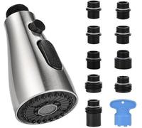 Unyqoos® : Douche réglable pour robinet de cuisine – 3 modes de jet (jet/spray/jet concentré), 9 adaptateurs, plastique technique, finition nickel brossé