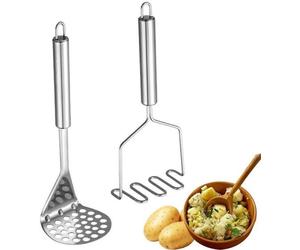 Unyqoos® : Écrase-purée en acier inoxydable – Écrase-purée universel pour une purée de pommes de terre sans grumeaux, pour les légumes et les purées pour bébés, avec un manche antidérapant, une boucle