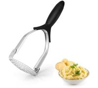 Unyqoos® : Écrase-purée en acier inoxydable pliable, 27 × 9,7 cm – ergonomique, lavable au lave-vaisselle, idéal pour la purée de pommes de terre, le guacamole et plus encore
