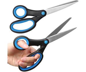 Unyqoos® : Ensemble de 2 ciseaux ergonomiques pour les gauchers, avec lames en acier inoxydable résistant à la rouille et poignées en PP – idéal pour le tissu, le papier et les travaux manuels