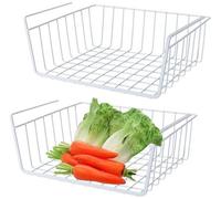 Unyqoos® : Ensemble de 2 paniers de rangement en métal suspendus, noirs, capacité de charge jusqu'à 5 kg, montage facile sous les étagères sans outils, empilables, pour la cuisine et le bureau