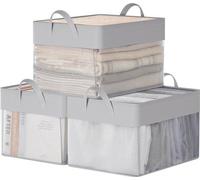 Unyqoos® : Ensemble de 3 boîtes de rangement de taille moyenne, dimensions 40 x 30 x 25 cm, capacité 29 litres, en filet de nylon transparent, tissu Oxford, avec cadre métallique, pliables et équipées