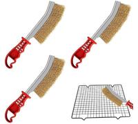 Unyqoos® - Ensemble de 3 brosses métalliques : brosses multifonctionnelles en laiton, en acier inoxydable et en nylon, avec poignée ergonomique en plastique, diamètre des brins de 0,3 cm, boucle de su