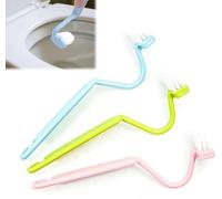 Unyqoos® : Ensemble de 3 brosses WC ergonomiques avec nettoyant pour le rebord – Poignée en ABS, poils rigides, tête incurvée, manche long, gain de place avec système de fixation murale