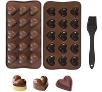 Unyqoos® : Ensemble de 3 moules en silicone en forme de cœur – 15 cavités par moule, silicone de qualité alimentaire, antiadhésif, avec pinceau de pâtisserie inclus