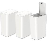 Unyqoos® - Ensemble de 3 poubelles compactes de 10 litres – Gain de place avec couvercle à charnière et anneau en plastique, en PP, dimensions 22,5 x 15,8 x 33,3 cm, idéales pour la cuisine, la salle 