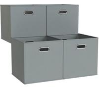 Unyqoos® : Ensemble de 4 cubes de rangement multifonctionnels et pliables, d'une capacité de 33 litres, en Oxford 600D, avec poignées métalliques ovales, côtés et fond renforcés