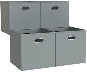 Unyqoos® : Ensemble de 4 cubes de rangement multifonctionnels et pliables, d'une capacité de 33 litres, en Oxford 600D, avec poignées métalliques ovales, côtés et fond renforcés