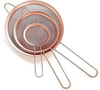 Unyqoos® : Ensemble de tamis fins, 3 pièces, finition rose or – Acier inoxydable 18/10, diamètre 8/14/18 cm, idéal pour le tamisage de la farine, du matcha, du thé et des pâtes, lavable au lave-vaisse