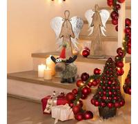 Unyqoos® : figurine de Noël, renne en peluche douce – décoration de Noël à poser, avec bonnet tricoté et fil métallique pliable, base lestée, idéale pour la maison et le bureau