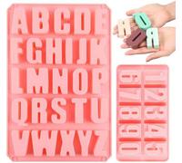 Unyqoos® : Grand moule en silicone pour lettres et chiffres, lot de 2, qualité alimentaire, environ 5 x 3 cm par caractère, de -40 à 230 °C, moule pour gâteaux, biscuits et chocolat
