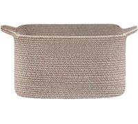 Unyqoos® Grand panier pliable de rangement en corde de coton naturel, dimensions 55 x 38 x 30 cm, avec poignée – sans plastique, idéal pour les vêtements et les jouets