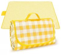Unyqoos® Grande couverture de pique-nique pliante, 200 x 200 cm – imperméable et résistante au sable, avec poignée de transport, pour 4 à 6 personnes | Idéale pour la plage et les activités en plein a