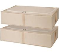 Unyqoos® : Grandes boîtes de rangement pliables à placer sous le lit – Coffret premium de 2 pièces, dimensions 68 x 40 x 17 cm, avec couvercle, fermeture éclair arrondie, 3 poignées renforcées, en pol