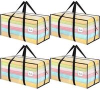 Unyqoos® Grands sacs de rangement pliables, 90 litres – tissage en PP transparent, fermeture éclair de type L, poignées de transport et fenêtre pour étiquettes, étanches et résistants à la poussière