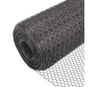 Unyqoos® : Grillage hexagonal en fil de fer galvanisé et revêtu de PVC, mailles de 13 mm, hauteur 100 cm, longueur 25 mètres, épaisseur du fil 0,71 mm, couleur grise