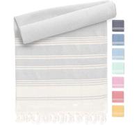 Unyqoos® Hamamtuch – Serviette de sauna légère et serviette de plage en 100 % coton recy ris clair, 100 x 200 cm, motif diamant