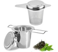 Unyqoos® : Infuseur à thé en acier inoxydable à mailles fines – Filtre à thé pour feuilles de thé, avec poignée pliante et couvercle, inoxydable, compatible lave-vaisselle