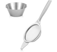 Unyqoos® : Infuseur à thé en acier inoxydable avec tasse – filtre fin pour thé en vrac et herbes, manche de 7 cm, lavable au lave-vaisselle, ensemble compact 2 en 1
