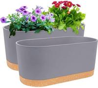 Unyqoos® Jardinière auto-arrosable de 40,6 x 19,8 x 17,8 cm – Jardinière pour fenêtres avec trous de drainage et bac de récupération, design moderne en gris clair, idéale pour les herbes aromatiques e