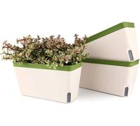 Unyqoos® Jardinière auto-arrosable pour herbes aromatiques, 27 cm, système d'irrigation ERD, plastique, rectangulaire, vert – Lot de 3 pour cuisine, balcon et rebord de fenêtre