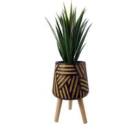 Unyqoos® Jardinière Bali 45 cm – Fabriquée à la main en composite de fibres de verre, finition rustique vieillie, dimensions 28x28x45 cm, diamètre intérieur 18 cm, pour plantes naturelles et artificie