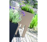 Unyqoos® : Jardinière blanche imitation rotin – pot de fleurs résistant aux intempéries, doté de quatre pieds stables, idéal pour l'intérieur et l'extérieur, parfait pour les grandes plantes