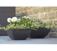 Unyqoos® : Jardinière carrée en plastique mélangé, couleur anthracite – Finition moderne, résistante au gel, idéale pour l'intérieur et l'extérieur, design robuste