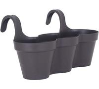 Unyqoos® Jardinière suspendue anthracite, modèle triple, idéale pour balcon – pot rond suspendu pour herbes aromatiques, fleurs et légumes, gain de place
