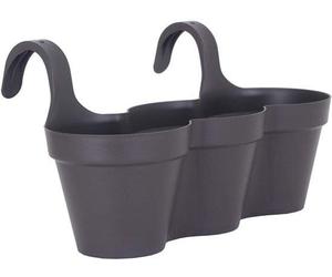 Unyqoos® Jardinière suspendue anthracite, modèle triple, idéale pour balcon – pot rond suspendu pour herbes aromatiques, fleurs et légumes, gain de place