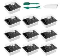 Unyqoos® : Kit de germination transparent – Mini-serre avec 12 compartiments pour les graines et les boutures, base en plastique, couvercle en plastique cristallin résistant aux UV, ventilation réglab
