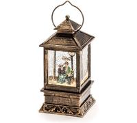 Unyqoos® Lanterne de Noël LED de taille moyenne avec effet de flocons de neige – Décoration de Noël alimentée par piles, idéale pour l'intérieur, les tables et les rebords de fenêtres, nécessite 3 pil
