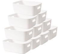 Unyqoos® Lot de 10 paniers de rangement en PP, dimensions 30 x 20 x 12 cm – Boîtes en plastique empilables avec poignées, bords lisses, idéales pour organiser la cuisine, la salle de bain et le bureau