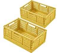 Unyqoos® : Lot de 2 boîtes de rangement multifonctionnelles, pliables, en plastique PP, de 30 x 20 x 12 cm. Empilables, avec poignées discrètes et système d'assemblage à encastrement sans outil, idéal