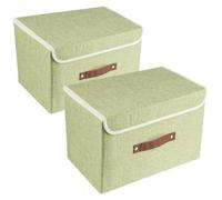 Unyqoos® : Lot de 2 boîtes de rangement pliables avec couvercle – idéales pour les vêtements, les jouets et les documents, revêtement extérieur en polyester, doublure intérieure en Oxford, empilables