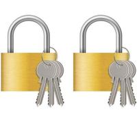 Unyqoos® : Lot de 2 cadenas en laiton, avec 6 clés, cylindre de serrure en cuivre, corps en acier trempé, étanches, dimensions 23×53×40 mm, pour intérieur et extérieur
