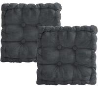Unyqoos® Lot de 2 coussins d'assise épais, 40x40 cm, en velours, rembourrage 100% coton PP, forme stable avec fermeture à bouton, pour intérieur et extérieur