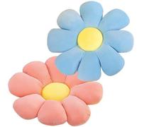 Unyqoos® - Lot de 2 coussins décoratifs en forme de fleurs, en peluche courte (polyester), rembourrés en PP, élastiques et lavables, pour chaises, canapés et chambres