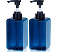 Unyqoos® - Lot de 2 distributeurs de savon - Flacons pompe rechargeables de 450 ml, en plastique ABS de qualité alimentaire, sans BPA, bouteilles rondes de type Boston, à usage unique pour la main, ad