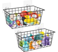 Unyqoos® - Lot de 2 étagères de douche en métal avec crochets adhésifs – Panier de douche pour jouets de bain et accessoires de salle de bain, 28,5 x 12 x 11 cm, résistant à la rouille